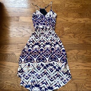 -PARKER- silk multicolored high-low dress